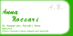 anna mocsari business card